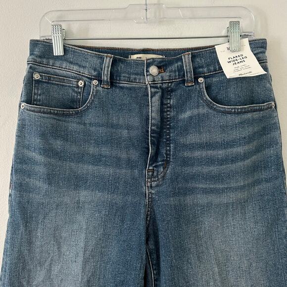 Madewell Women's Flared Wide Leg Crop Raw Hem Medium Wash Denim Jeans 29 New - Picture 3 of 9